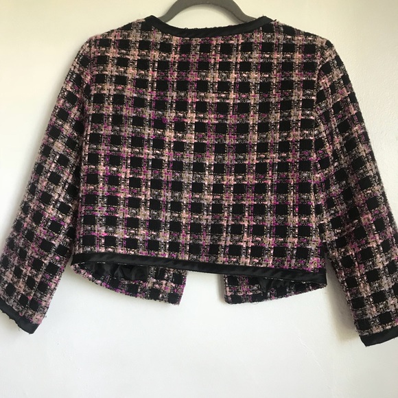 LOW PRICE!! Pink and black tweed cropped jacket - Picture 4 of 5